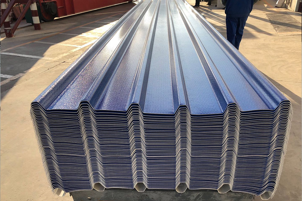 Warehouse Blue 1.0mm Corrugated UPVC សន្លឹកដំបូល