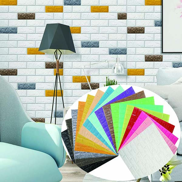 Wall Plate Deco Stickers 3d Brick Wallpaper សម្ភារៈ PE Wall Sticker សម្រាប់បន្ទប់ទទួលភ្ញៀវ